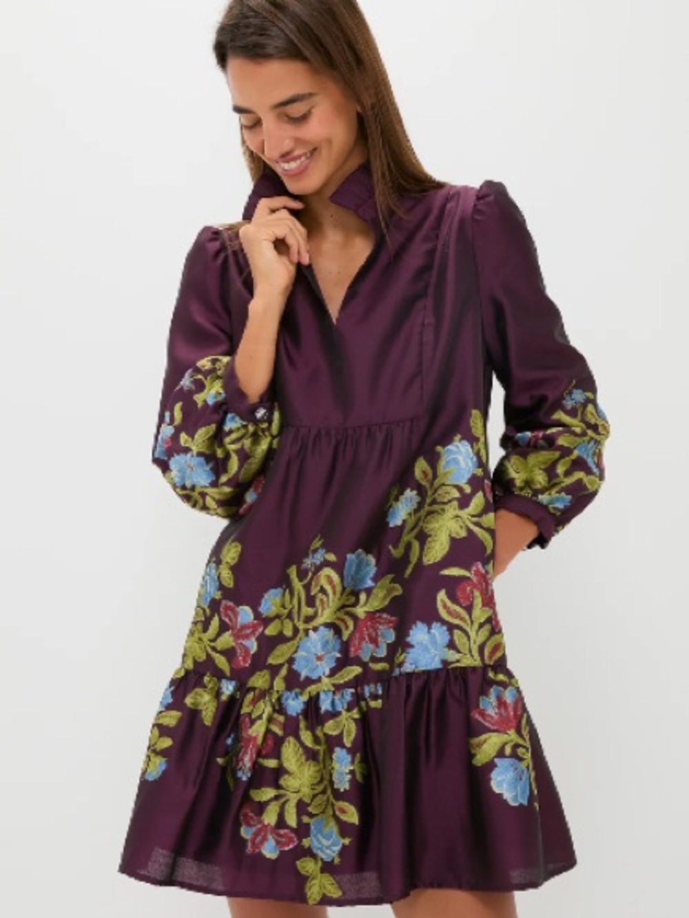 NWT Tuckernuck “Palmerston” Mini Dress in Winetasting Dianthus Jacquard